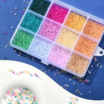 4800Pcs 12 Colors 8/0 Transparent Glass Seed Beads SEED-YW0002-02-1