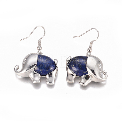 Natural Lapis Lazuli Dangle Earrings EJEW-K080-B07-1
