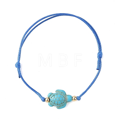 4Pcs 4 Colors Ocean Dyed Synthetic Turquoise Sea Turtle Beaded Adjustable Waxed Polyester Cord Bracelets for Women BJEW-JB14243-03-1