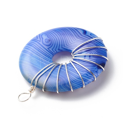 Natural Striped Agate/Banded Agate Pendants PALLOY-JF01818-02-1