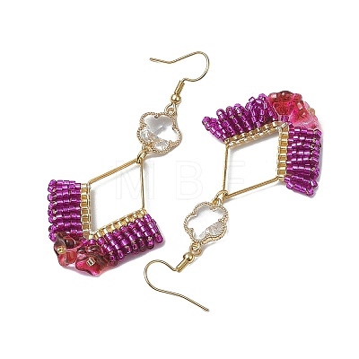 Braided Glass & 201 Stainless Steel Dangle Earrings EJEW-MZ00159-01-1