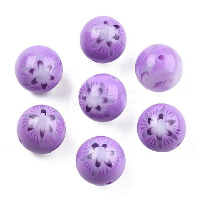 Flower Opaque Resin Beads RESI-T054-001D-1