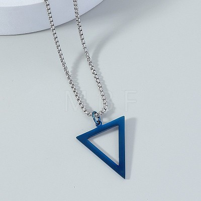 Inverted Triangle Stainless Steel Pendant Box Chain Necklaces for Men FS-WGF3CC6-03-1