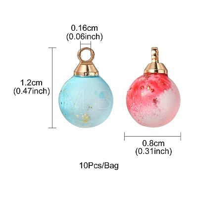 10Pcs 7 Style Two Tone Transparent Spray Painted Glass Pendants GLAA-YW0001-63-1