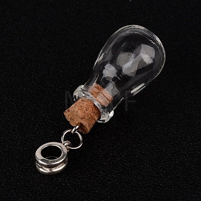 Teardrop Glass Wishing Bottle European Dangle Charms X-PALLOY-JF00162-08-1