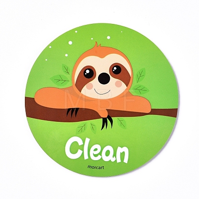 Sloth Clean Dirty Double Sided Dish Washer Magnet Sign AJEW-D044-06B-1