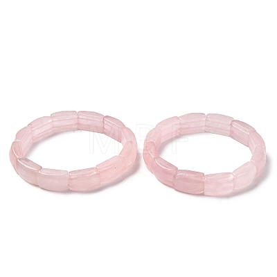 Natural Rose Quartz Bead Stretch Bracelets for Women Men BJEW-C097-02A-13-1
