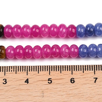Natural Tiger Eye & Dyed White Jade & Whit Shell & Synthetic Shoushan Stone Beads Strands G-Z135-C08-1