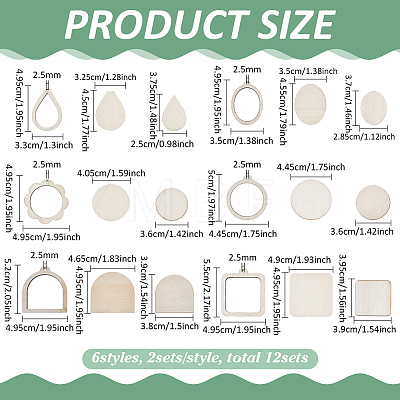 12 Bags 6 Styles Mini Wooden Embroidery Hoops DIY-FG0010-02-1