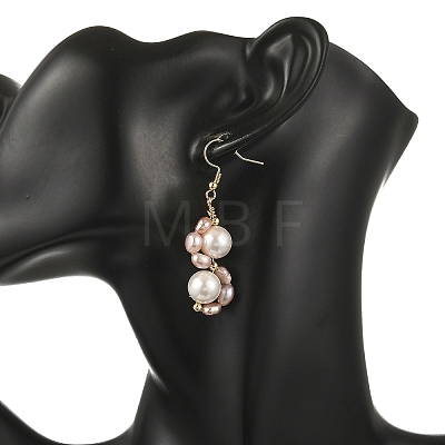 Shell Pearl 304 Stainless Steel Dangle Earrings EJEW-JE07370-02-1