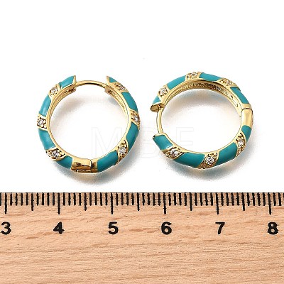 Brass Micro Pave Clear Cubic Zirconia Huggie Hoop Earrings EJEW-H121-22G-02-1