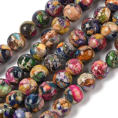 Dyed Natural Regalite/Imperial Jasper/Sea Sediment Jasper Beads Strands G-B124-C01-19-1