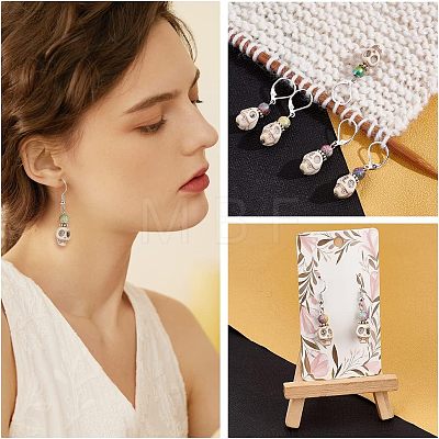 15Pcs 15 Color Synthetic Magnesite Skull & Acrylic Beaded Charm Locking Stitch Marker HJEW-PH01539-1