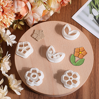 CRASPIRE 5 Styles Flower & Leaf Plastic Clay Pressed Molds DIY-CP0010-31-1