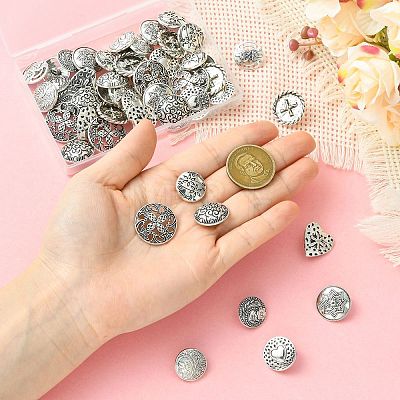 50Pcs 10 Styles Alloy Shank Buttons BUTT-CJ0001-09-1