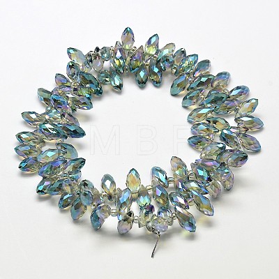 Faceted Teardrop Full Rainbow Plated Electroplate Glass Beads Strands X-EGLA-J131-FR13-1