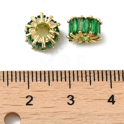 Rack Plating Real 18K Gold Plated Brass Micro Pave Cubic Zirconia Beads KK-Q795-02G-1