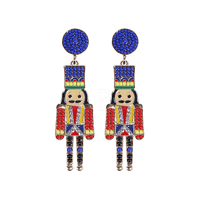Cartoon Soldier Shape Alloy Enamel Dangle Stud Earrings FS-WGA682D-02-1