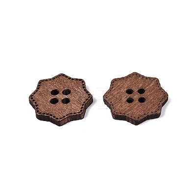 4-Hole Flower Wood Buttons BUTT-Q046-12B-1