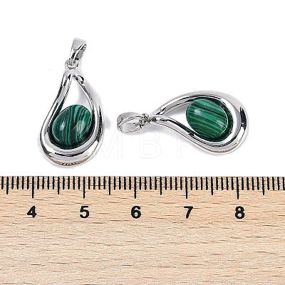 Synthetic Malachite Teardrop Pendants KK-U043-39P-01-1