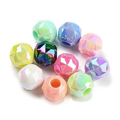 UV Plating Rainbow Iridescent Acrylic European Beads X-MACR-P040-11-1