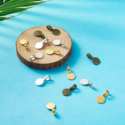 Tibetan Style Alloy Glue On Flat Pad Pendant Bails TIBE-TA0001-10-1