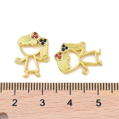 Real 18K Gold Plated Brass Micro Pave Cubic Zirconia Connector Charms KK-L209-058G-01-1