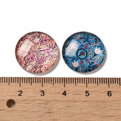 Flatback Half Round/Dome Flower and Plants Pattern Glass Cabochons for DIY Projects X-GGLA-R026-20mm-15-1