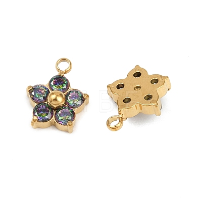304 Stainless Steel Micro Pave Cubic Zirconia Charms STAS-B088-01G-03-1