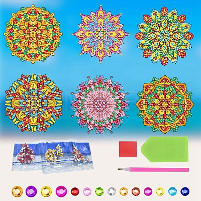 Mandala Flower DIY Diamond Painting Window Sticker Kits PW-WG97422-06-1