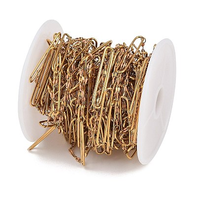 304 Stainless Steel Enamel Dapped Chain Oval Link Chains CHS-K021-15G-12-1
