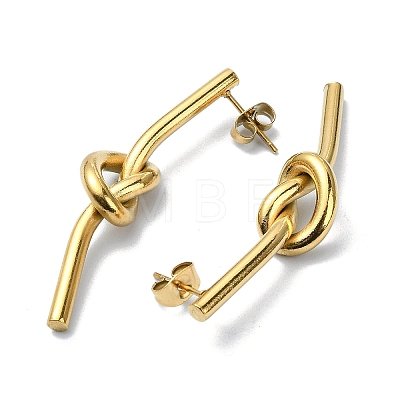 Ion Plating(IP) 304 Stainless Steel Twist Knot Stud Earrings EJEW-G375-05G-1