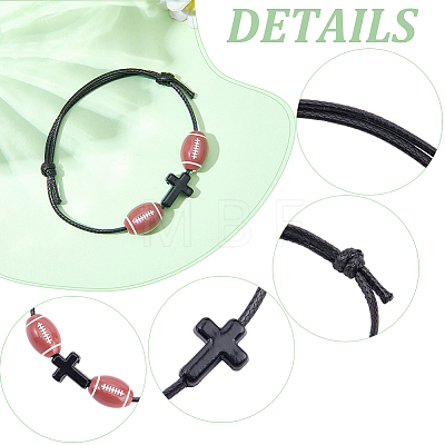 30Pcs Sports Theme Acrylic Beads Braided Bead Bracelets BJEW-BM00012-1