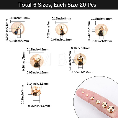 120Pcs 6 Styles Brass Bead Cap Pendant Bails DIY-SP0004-25LG-1