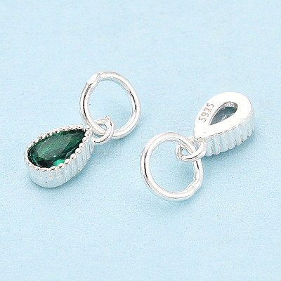 925 Sterling Silver Pave Cubic Zirconia Teardrop Birthstone Style Charms STER-T009-21S-1
