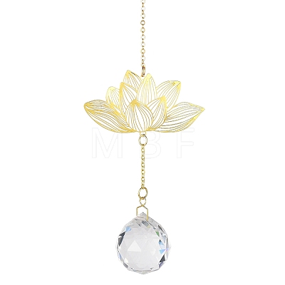 Brass Hollow Lotus Hanging Ornaments HJEW-E012-03G-01-1