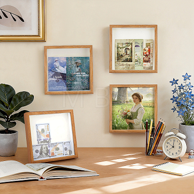 4Pcs Plywood Money Box Photo Frames ODIS-WA0001-16B-1
