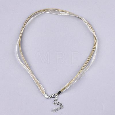 Waxed Cord and Organza Ribbon Necklace Making NCOR-T002-278-1
