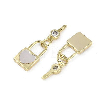 Brass Pave Natural Shell Charms KK-Z078-18G-1