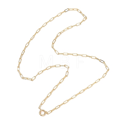 3MM Brass Paperclip Chain Necklaces with Spring Ring Clasps NJEW-JN05949-1