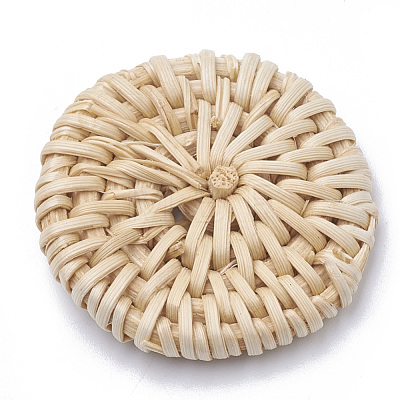 Handmade Reed Cane/Rattan Woven Beads X-WOVE-Q075-20-1