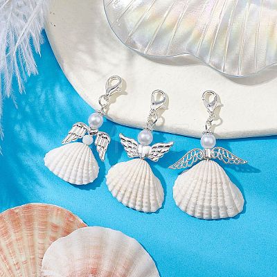 Angel Shell Pendant Decoration HJEW-JM02281-1