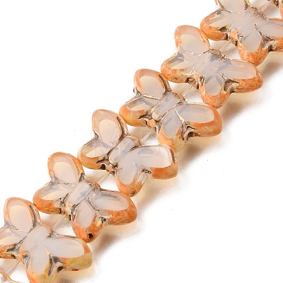 Picasso Baking Paint & Golden Metal Enlaced Glass Beads Strands GL-CBA98F0-02E-1