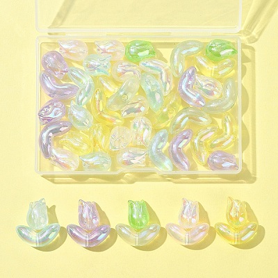 48Pcs 2 Styles UV Plating Transparent Acrylic Beads SACR-FS0001-36-1