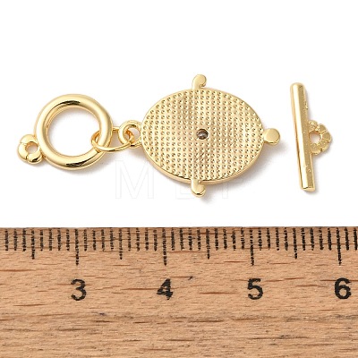 Brass Micro Pave Clear Cubic Zirconia Toggle Clasps KK-N254-75G-1