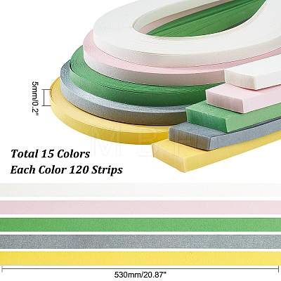 Globleland 15 Bags 15 Colors Quilling Paper Strips DIY-GL0007-01-1