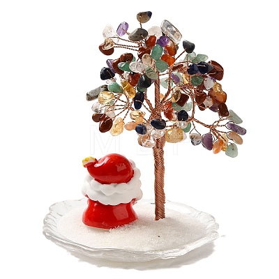 Christmas Natural Gemstone Chips Tree Decorations DJEW-K028-02E-1