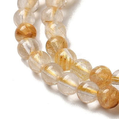 Natural Gold Rutilated Quartz Beads Strands G-B090-A30-03-1