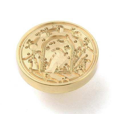 Golden Plated Brass Wax Sealing Stamp Head KK-K363-01G-08-1