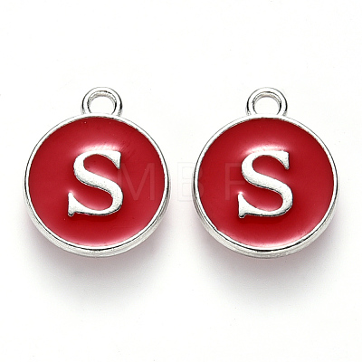 Platinum Plated Alloy Enamel Charms X-ENAM-S118-03S-P-1